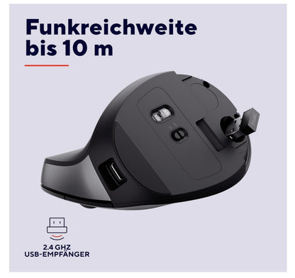 Trust – Yuno Maus Vertikal Kabellos, Ergonomisch DPI 800–2400 *SCROLLRAD DEFEKT