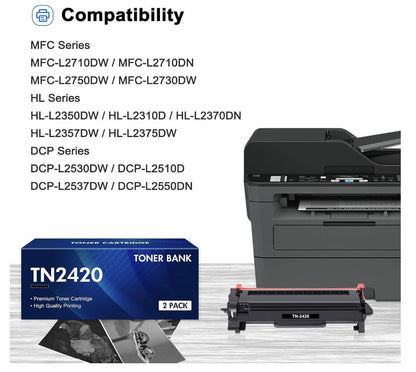 Toner Bank – TN2420, kompatibel Brother HL-L2350DW MFC-L2710DW, 2x Schwarz