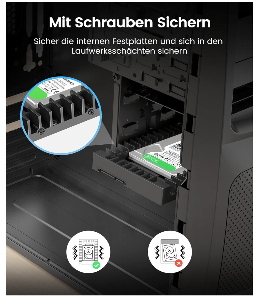 ORICO – 1125SS Montageadapter 2,5" HDD/SSD zu 3,5", SATA, inkl. Schrauben