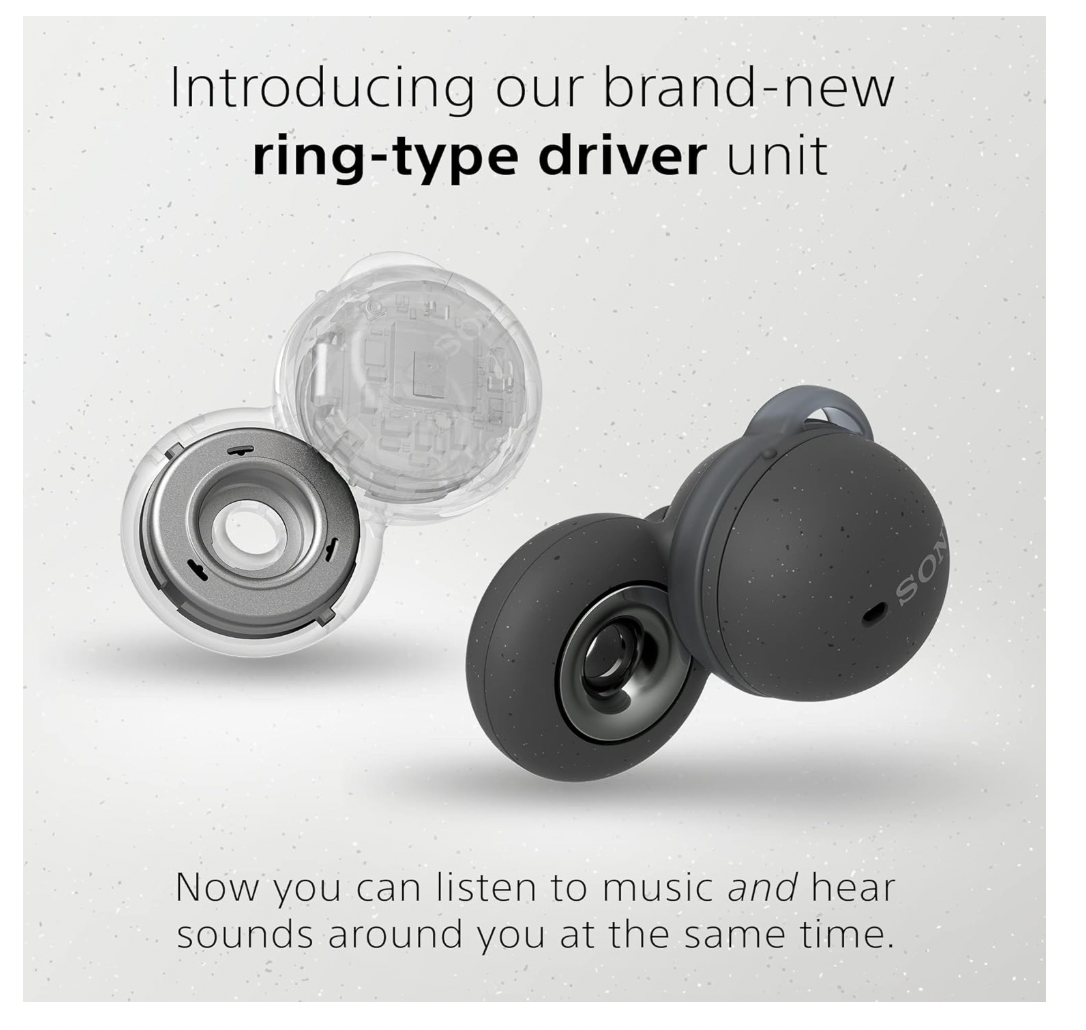 Sony – LinkBuds kabellose In-Ear Kopfhörer offen Bluetooth Headset grau leicht