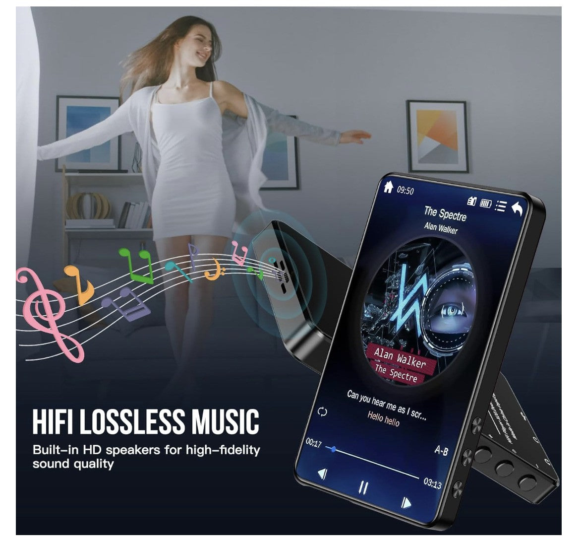 LIUWID – MP3 Player 80GB, 4 Zoll Touch, FM Radio, E-Book, Rekorder, Uhr – Schwar