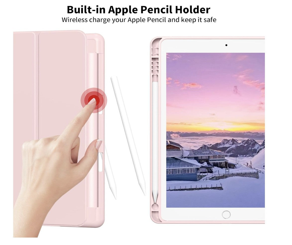 GKABXY – iPad 10.2 Hülle 9./8./7. Gen, TPU Rückseite, Ständer, Rosa, Sleep/Wake