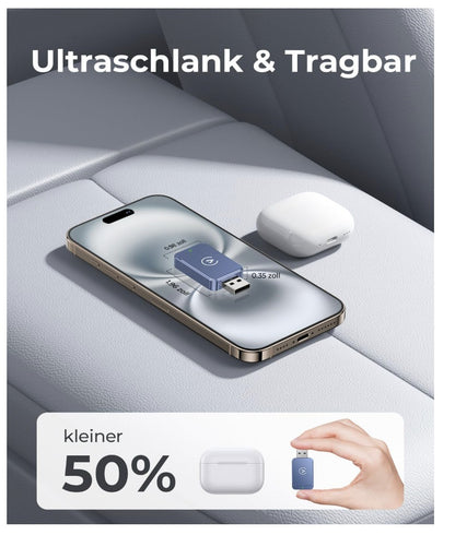2-in-1 Wireless Adapter für Android Auto & CarPlay– Kabellos– Plug & Play– Blau