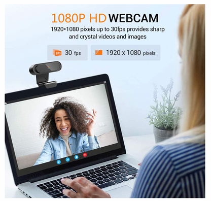 Amoner – Webcam 1080P HD USB mit Mikrofon, Abdeckung, PC Konferenz YouTube Zoom