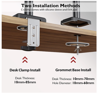 BONTEC Monitorhalterung Dual 13–32 Zoll 2 Monitore VESA 75/100 Neig Schwenk Dreh
