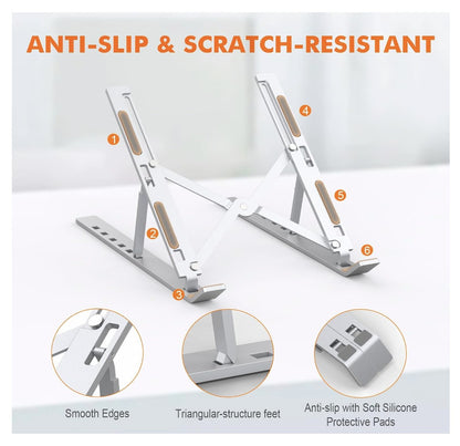 GRIFEMA – GB1054 Laptopständer verstellbar 10–17" rutschfest tragbar Alu Silber