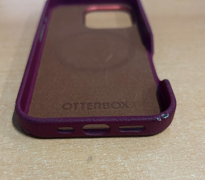 OtterBox – Symmetry iPhone 16 Pro Hülle, MagSafe, stoßfest, rot, Leder-Case