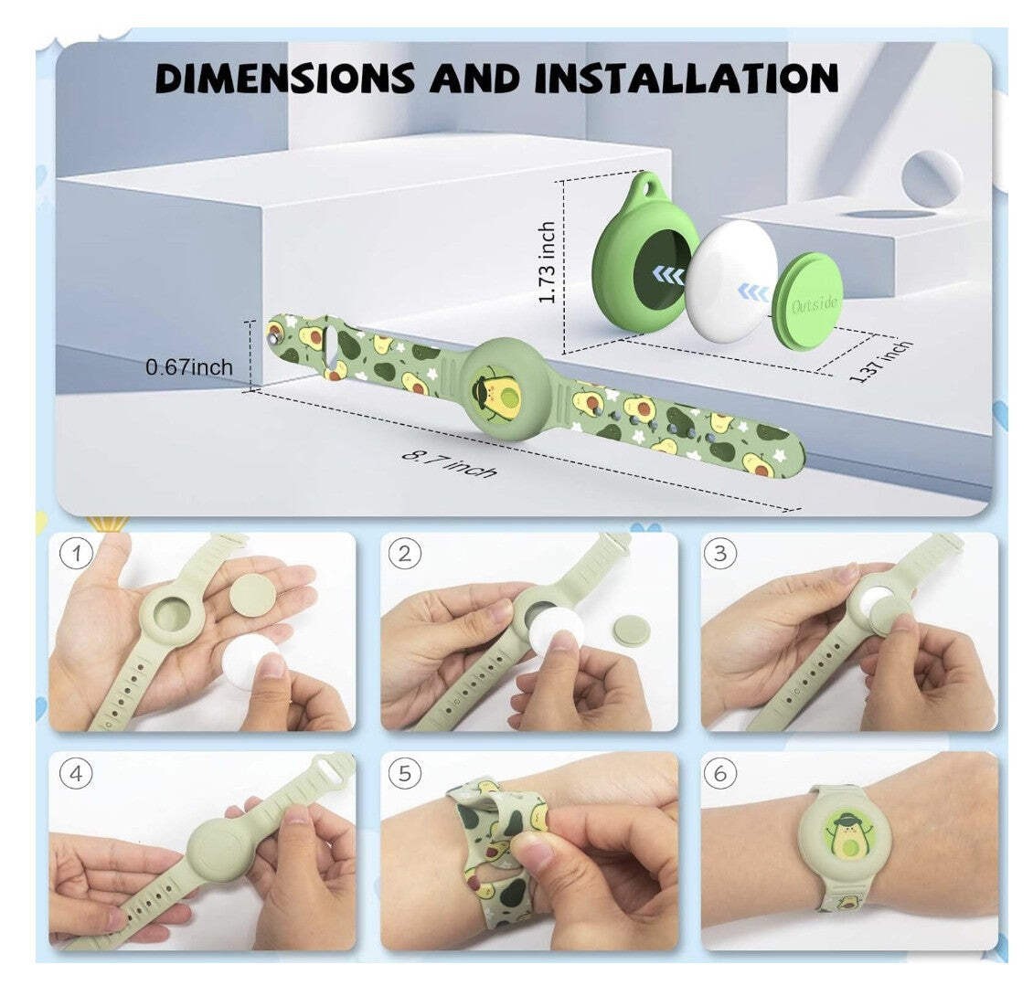 Generic – AirTag Kinderarmband Set GPS Schutz Silikon grün, wasserdicht, IP53