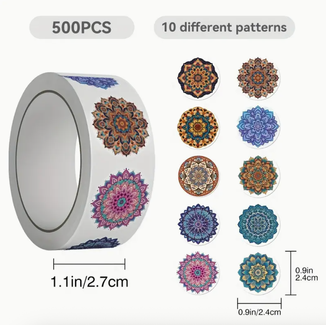 500x Mandala Aufkleber Rolle Sticker Rund Deko für Laptop Handy Tagebuch Gepäck