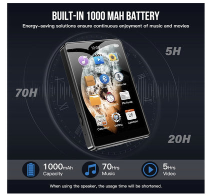 LIUWID – MP3 Player 80GB, 4 Zoll Touch, FM Radio, E-Book, Rekorder, Uhr – Schwar