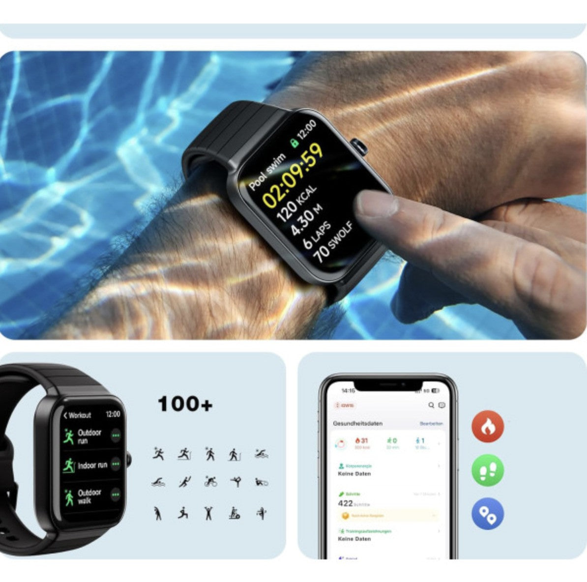 Smartwatch- Telefonfunktion Alexa Integriert 100+ Sportmodi 1,8 Zoll & IP68 SpO2