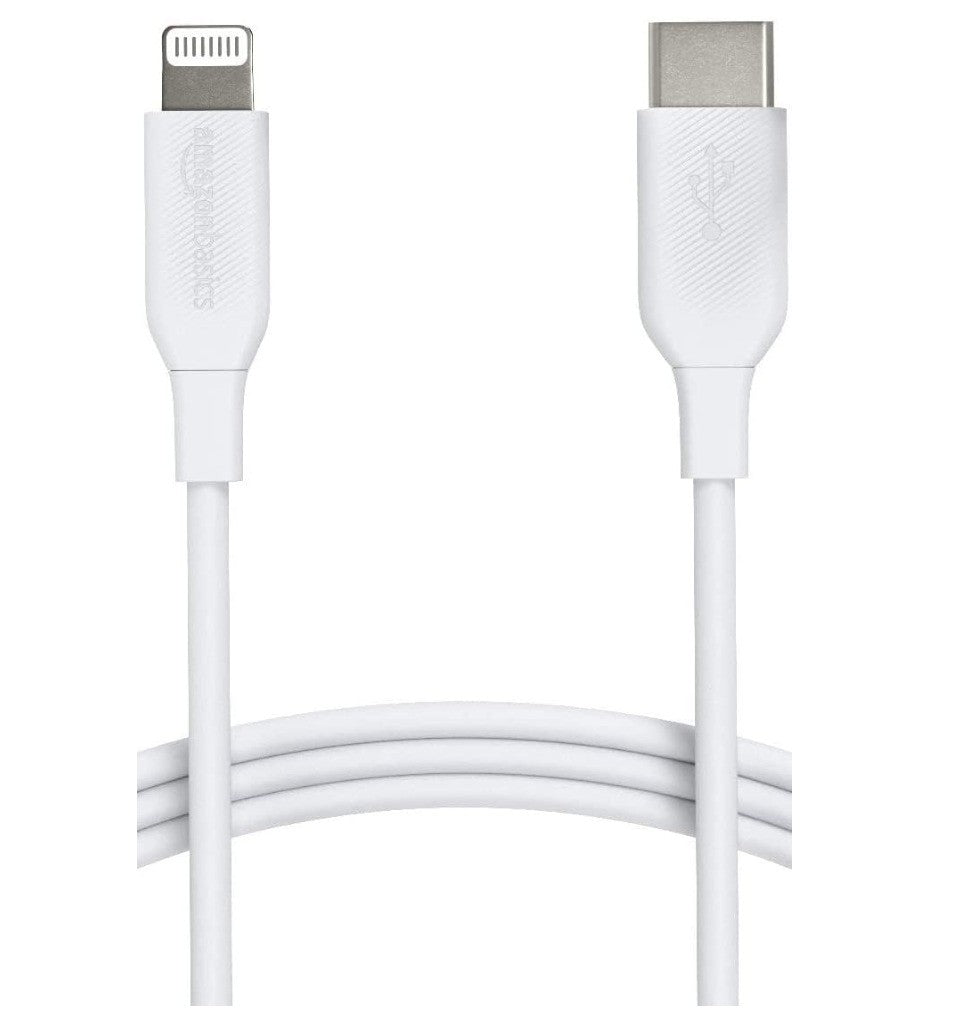 Amazon Basics – USB-C Kabel, MFi, 0.9m, Weiß, USB 2.0, iPhone iPad