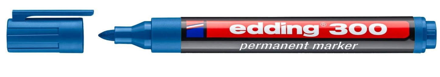 edding – 300 Permanentmarker blau 10er Set, wasserfest, 1,5–3 mm Rundspitze