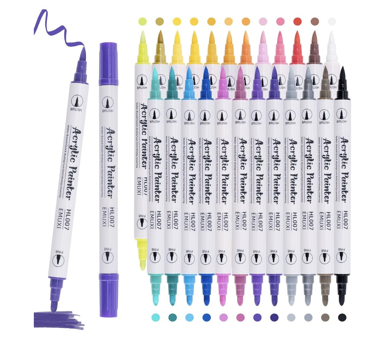 Carehabi– Acrylstifte 24 Farben wasserfest Marker für Glas Holz Leinwand Keramik