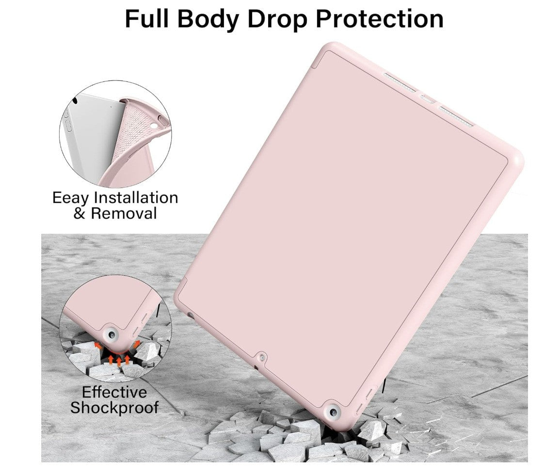 GKABXY – iPad 10.2 Hülle 9./8./7. Gen, TPU Rückseite, Ständer, Rosa, Sleep/Wake