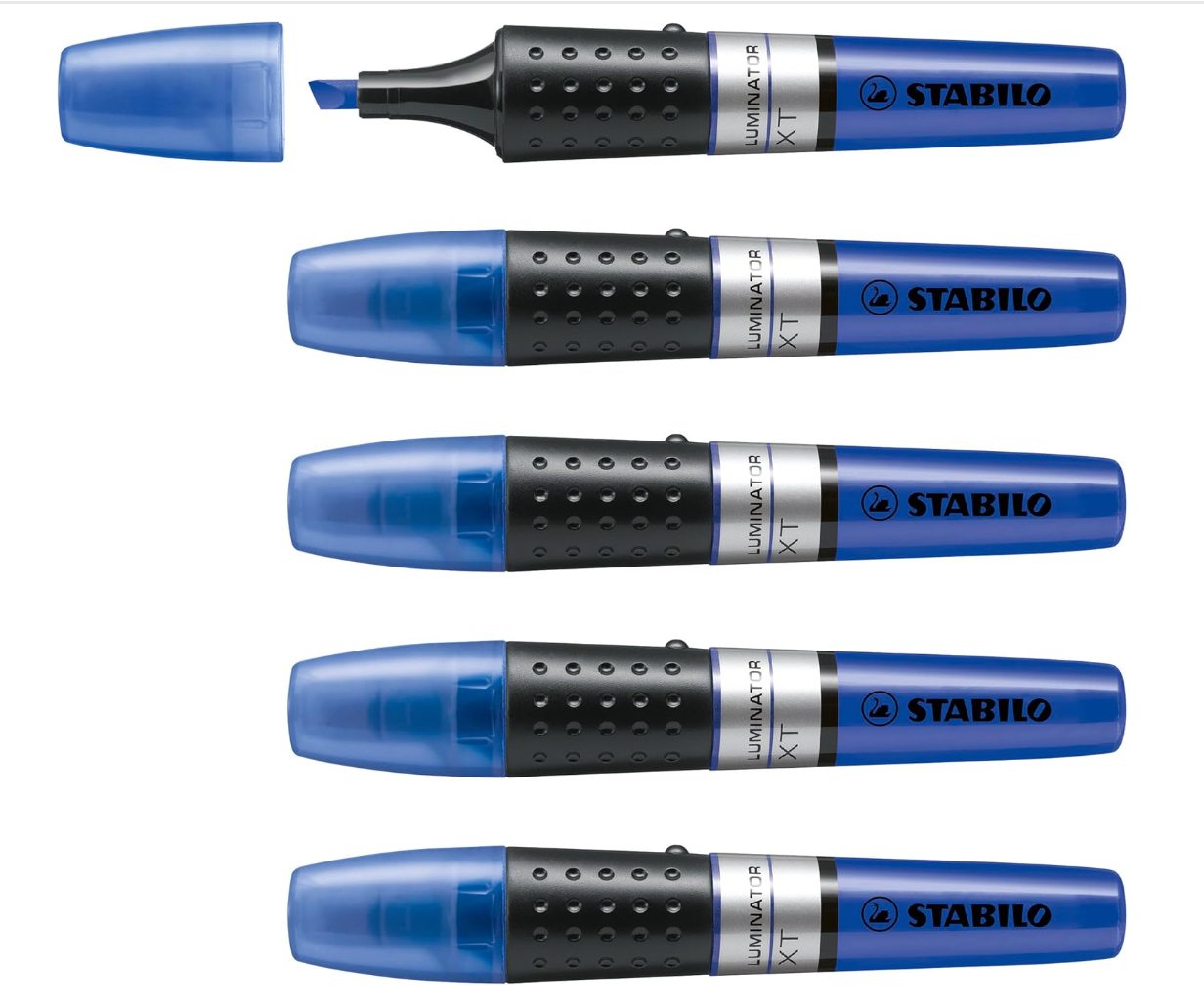 STABILO – LUMINATOR Textmarker Set, 5er Pack, royalblau, langlebig & nachfüllbar