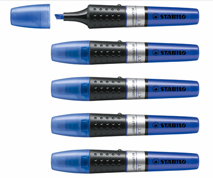 STABILO – LUMINATOR Textmarker Set, 5er Pack, royalblau, langlebig & nachfüllbar