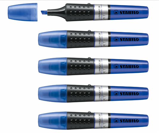STABILO – LUMINATOR Textmarker Set, 5er Pack, royalblau, langlebig & nachfüllbar