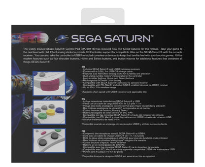 Retro-Bit – SEGA Saturn Pro Controller, kabellos, Switch kompatibel, Weiß