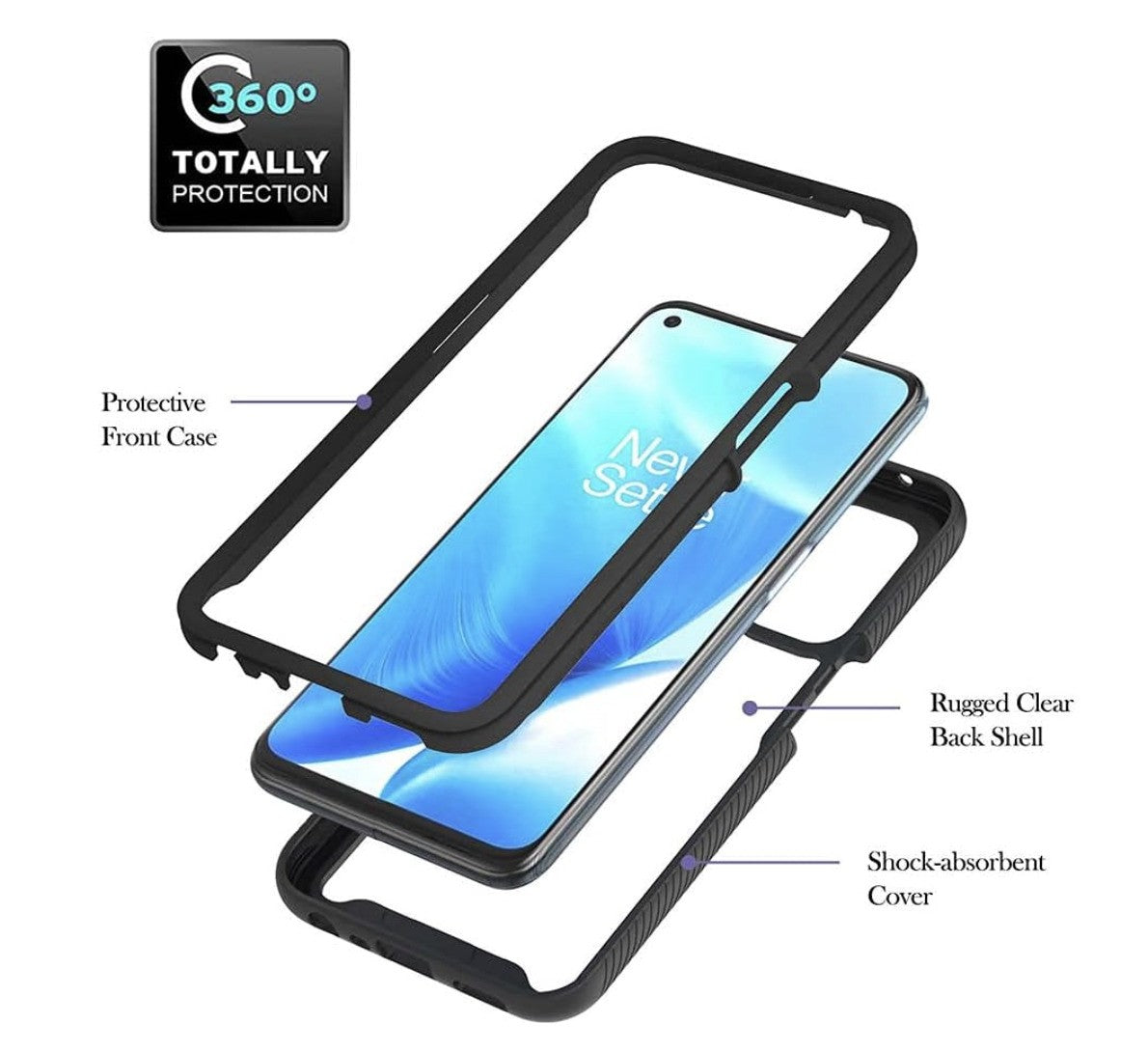 Liner – Oppo A74 5G Hülle Case Stoßfest, Transparent, TPU Bumper Schwarz