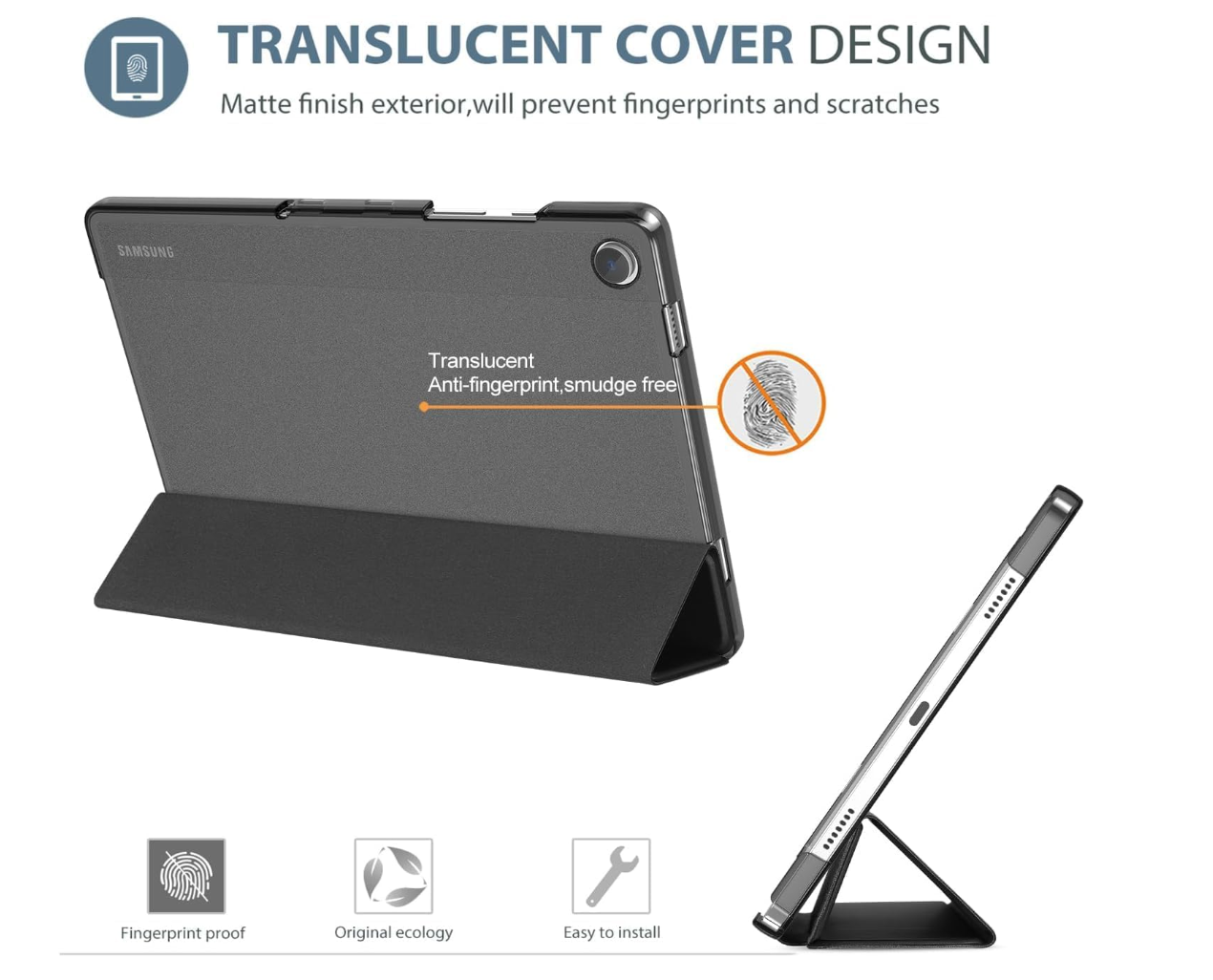 ProCase – Galaxy Tab A9+ 11 Zoll Hülle, dünn, schwarz, 2023 Smart Cover Case