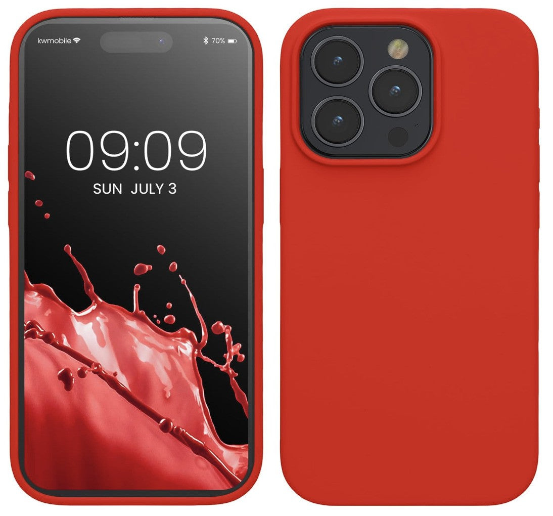 kwmobile – iPhone 15 Pro Hülle, stoßfestes Silikon Case, TPU, Rot, Backcover