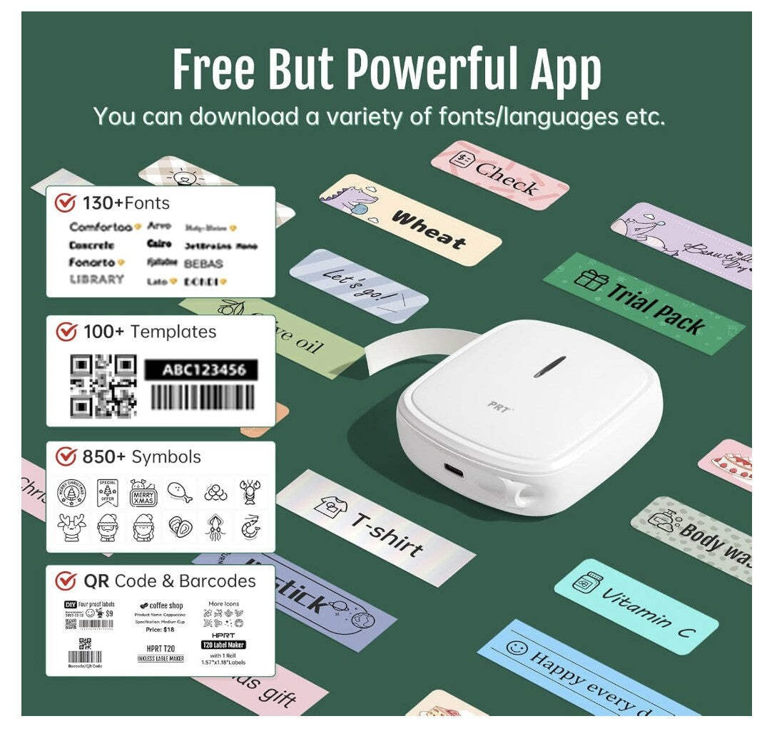 prt Qutie Mini Etikettendrucker Bluetooth tragbar USB Labelmaker für Zuhause Bür