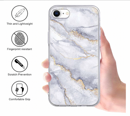 Xylota – iPhone 8/7/SE Hülle, 3er Set TPU Case Marmor Transparent Stoßfest Slim