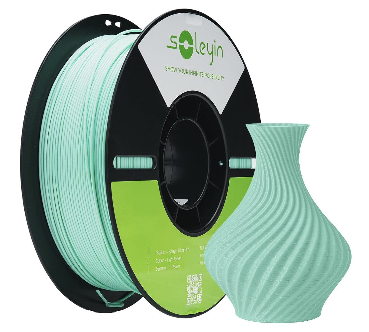Soleyin Ultra PLA Filament 1,75 mm 1 kg Grün – ±0,02 mm – High-Speed 300 mm/s