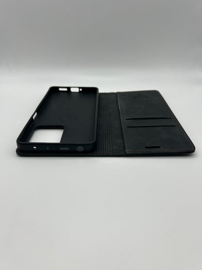 owlhold – Redmi Note 12 Pro 5G Hülle Flip Case Leder, Kartenfach, Ständer, Schwa