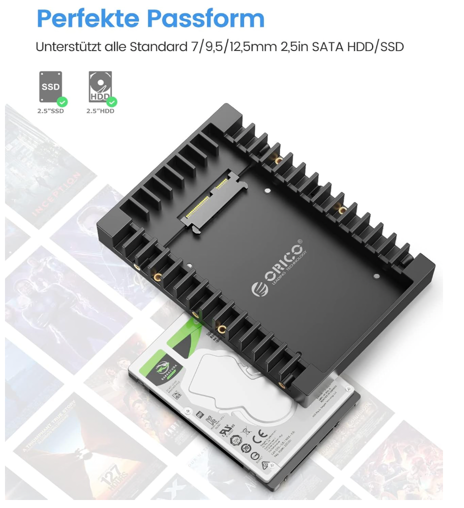 ORICO – 1125SS Montageadapter 2,5" HDD/SSD zu 3,5", SATA, inkl. Schrauben