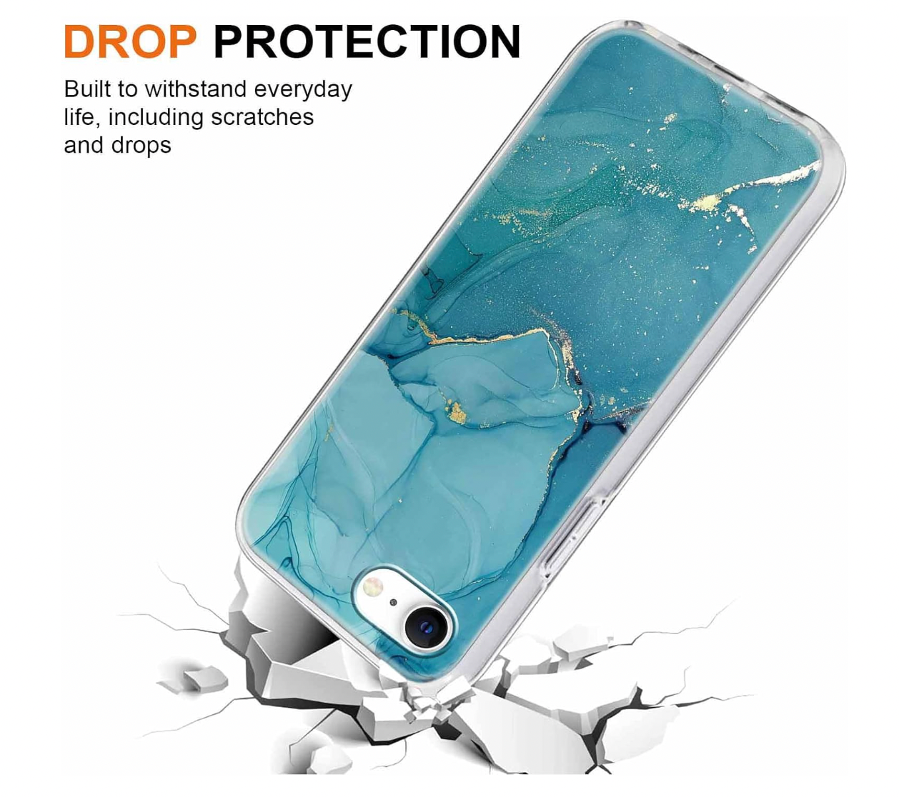 Xylota – iPhone 8/7/SE Hülle, 3er Set TPU Case Marmor Transparent Stoßfest Slim