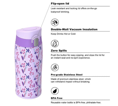 Super Sparrow – Edelstahl Trinkflasche, 350ml, BPA-frei, Kinder, auslaufsicher