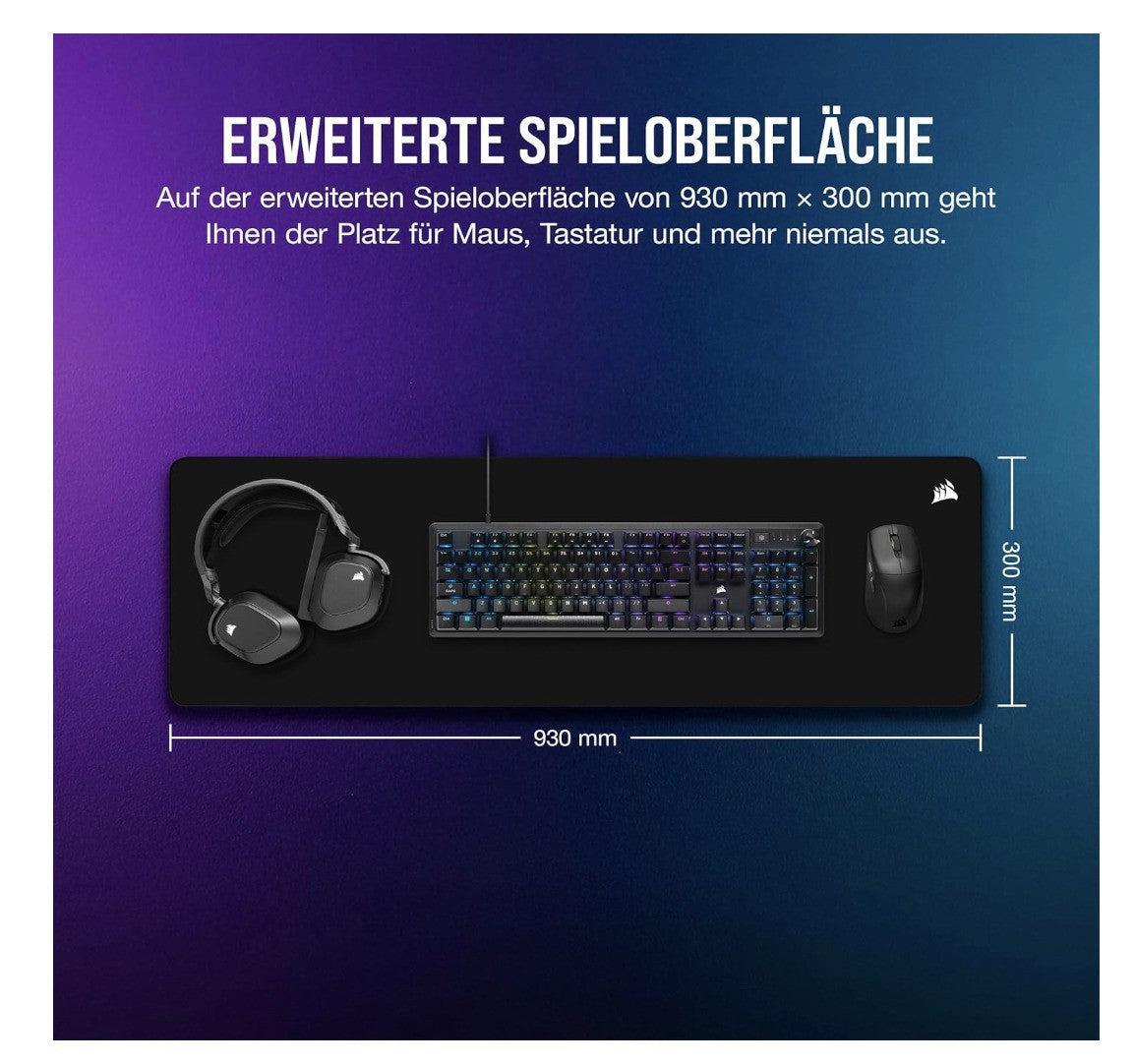 Corsair – MM500 v2, Gaming Mauspad, groß 930x300mm, Anti-Fray, rutschfest