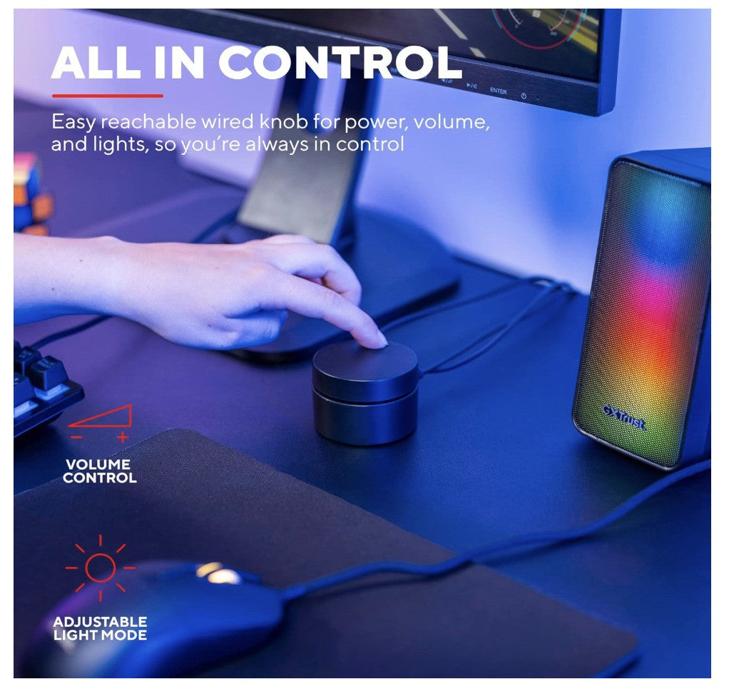 Trust – GXT 611 Wezz, PC Lautsprecher RGB, USB, 12W, 3,5mm, Volume Control