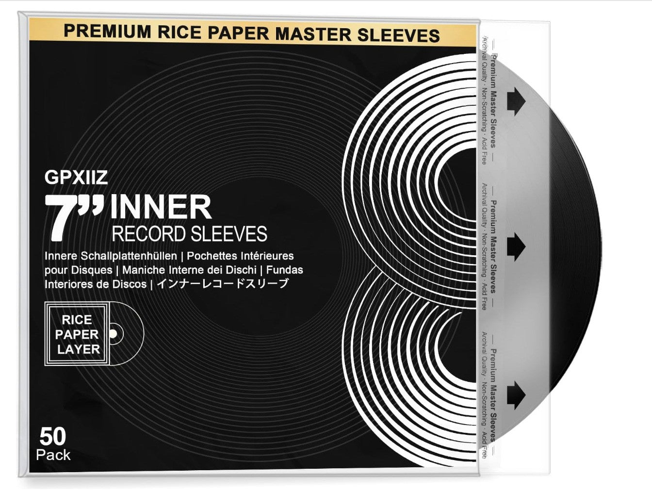 GPXIIZ Schallplatten Innenhüllen 7 Zoll, 50 Stück Hüllen für Singles LP 45 Giri