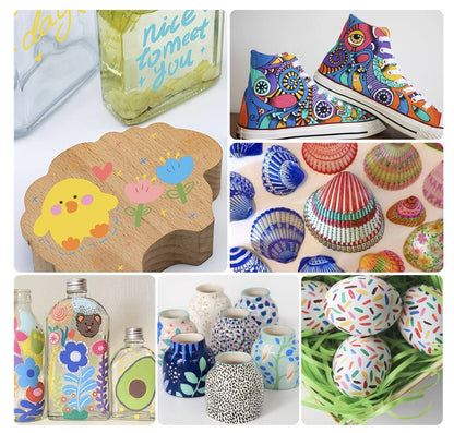 Carehabi– Acrylstifte 24 Farben wasserfest Marker für Glas Holz Leinwand Keramik