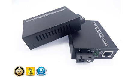 Elfcam – Gigabit Media Converter 1000M SC Monomode 20km RJ45 Ethernet