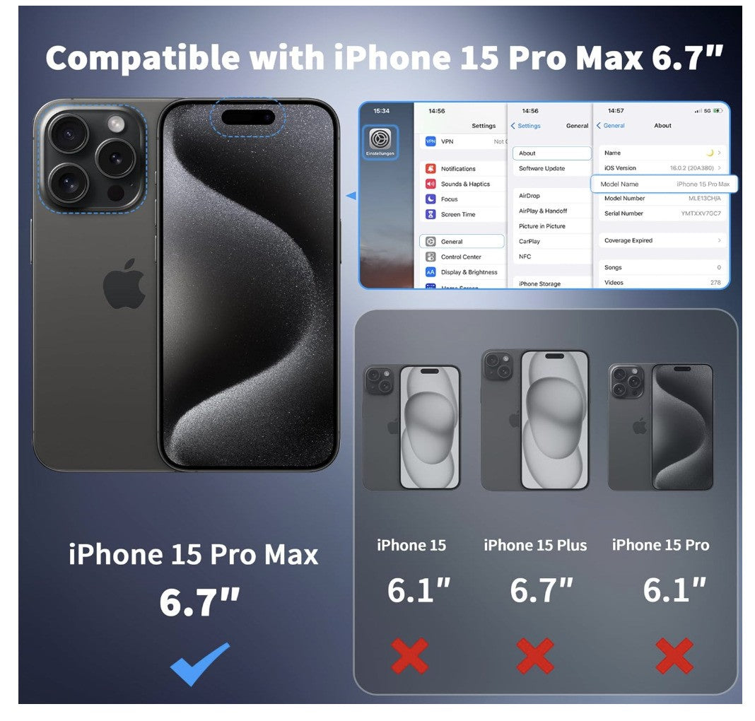 CACOE – iPhone 15 Pro Hülle, Magnetisch, kompatibel MagSafe, Stoßfest, Matt