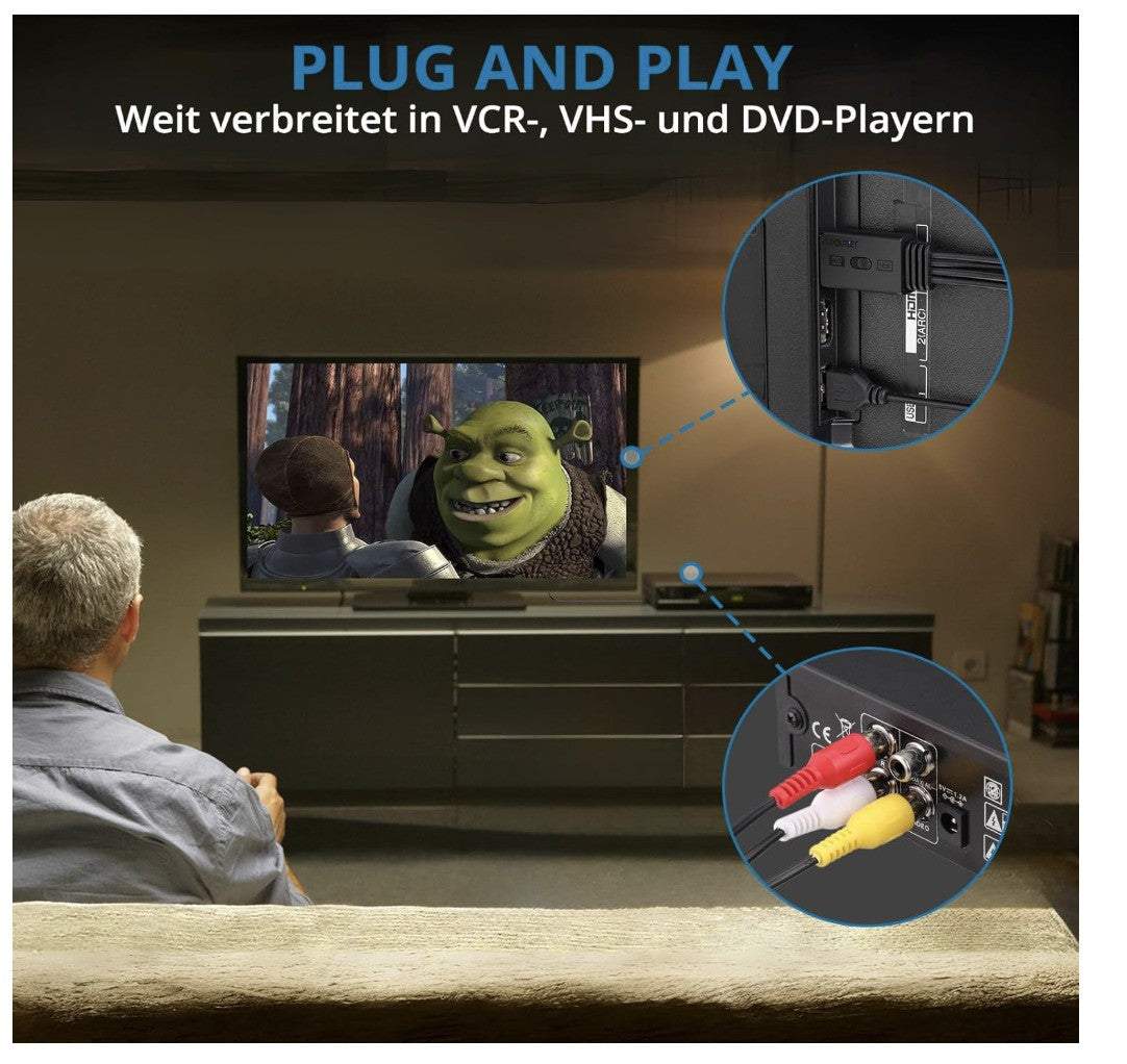 AUTOUTLET – AV zu HDMI Konverter, 1080P Adapter, CVBS Composite auf HDMI, 16:9