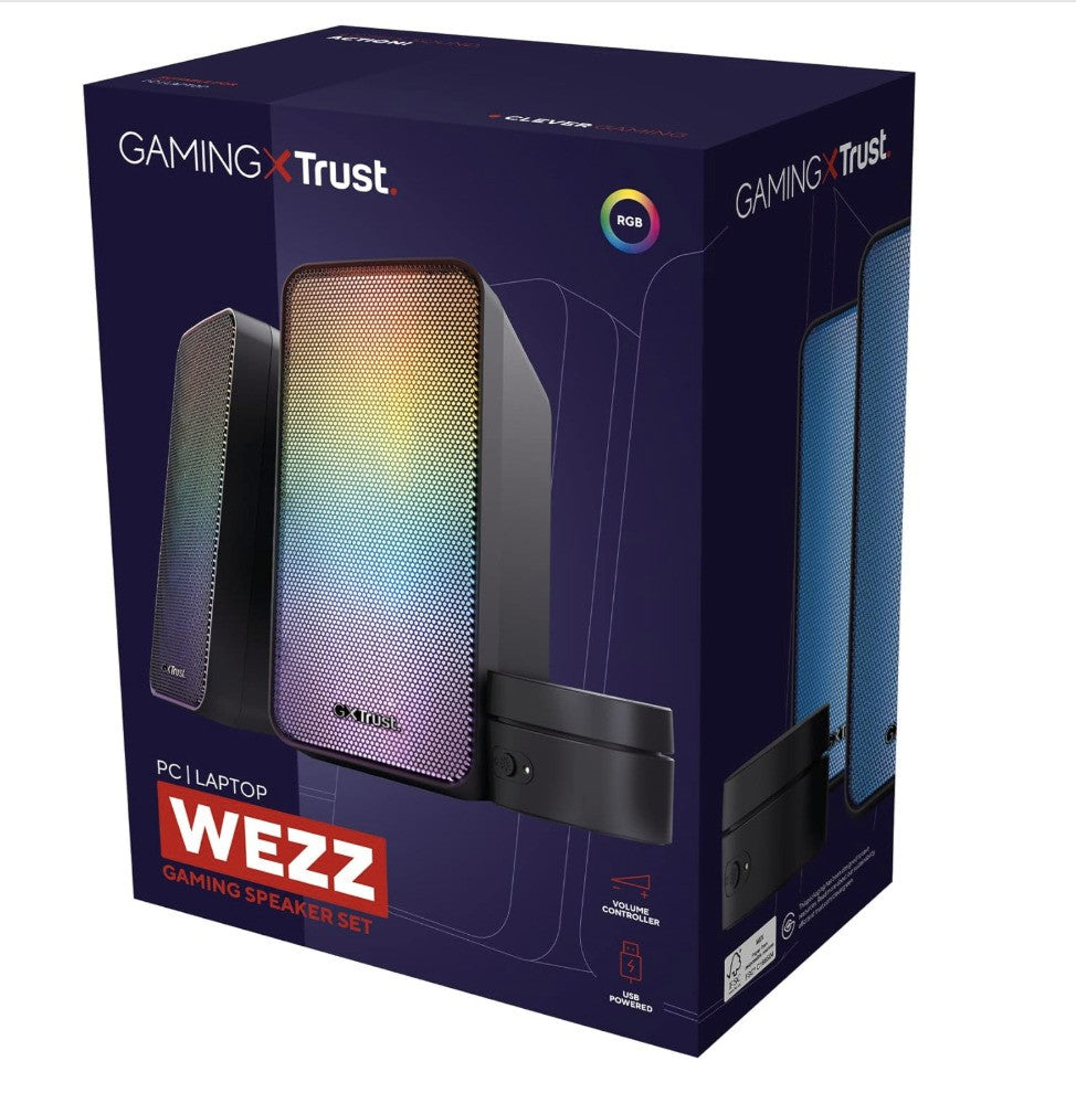 Trust – GXT 611 Wezz, PC Lautsprecher RGB, USB, 12W, 3,5mm, Volume Control