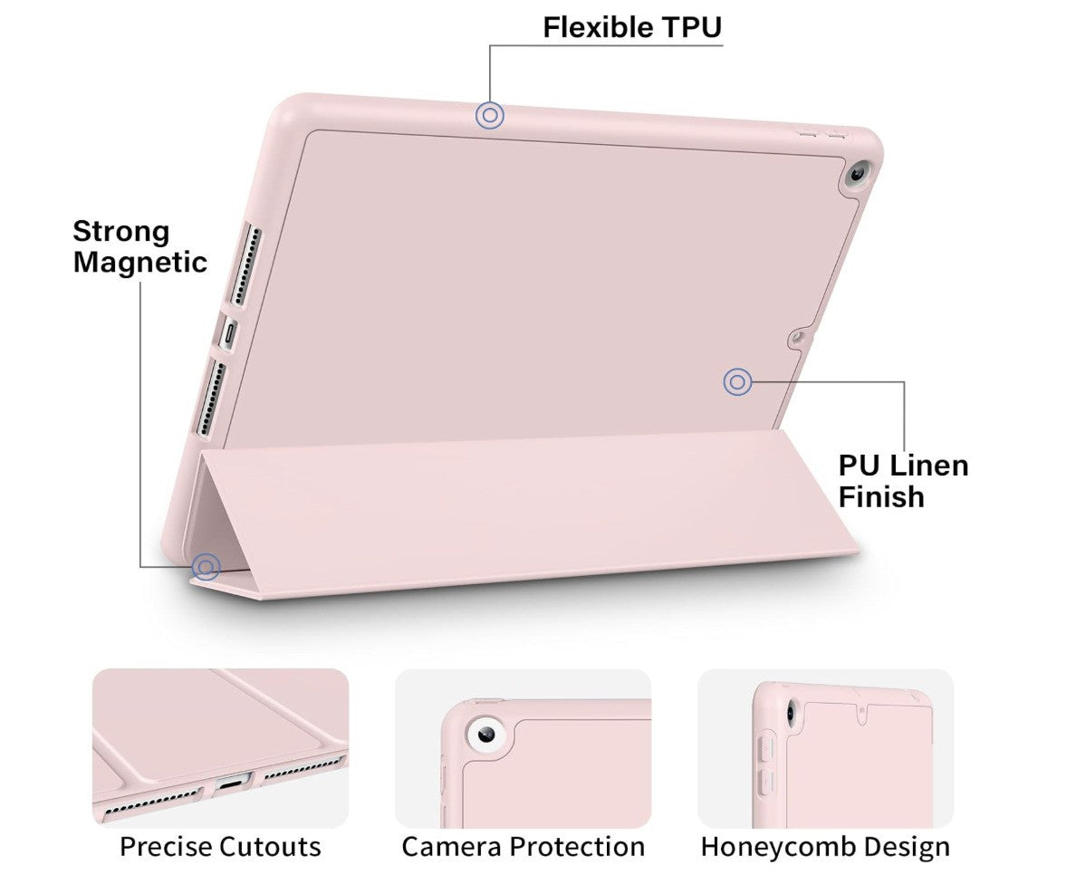 GKABXY – iPad 10.2 Hülle 9./8./7. Gen, TPU Rückseite, Ständer, Rosa, Sleep/Wake