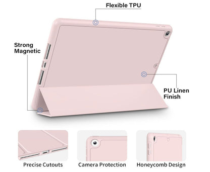 GKABXY – iPad 10.2 Hülle 9./8./7. Gen, TPU Rückseite, Ständer, Rosa, Sleep/Wake