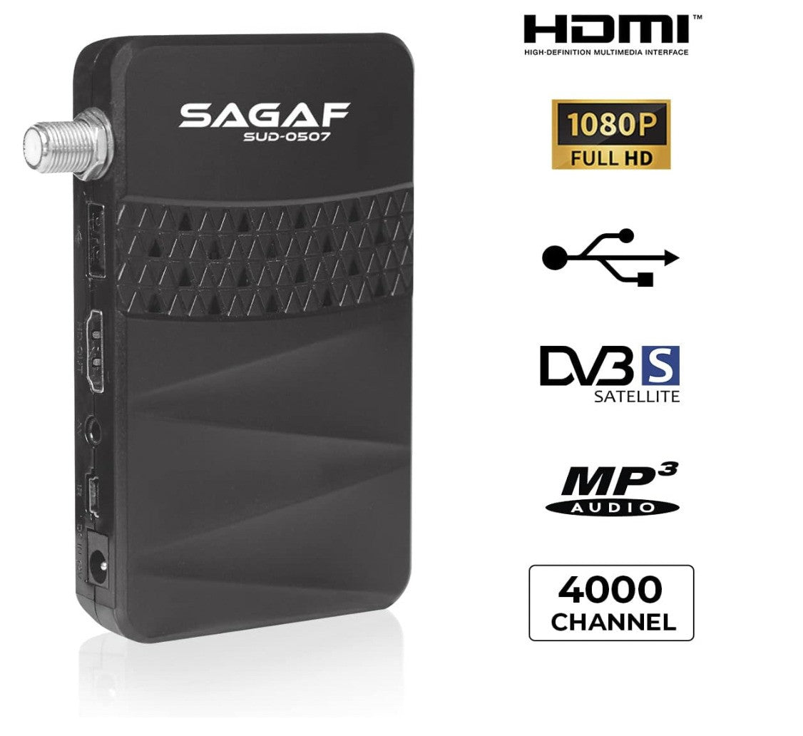 LEYF – SUD-0507 Mini Sat Receiver DVB-S2, Full HD 1080p,USB *OHNE FERNBEDIENUNG*