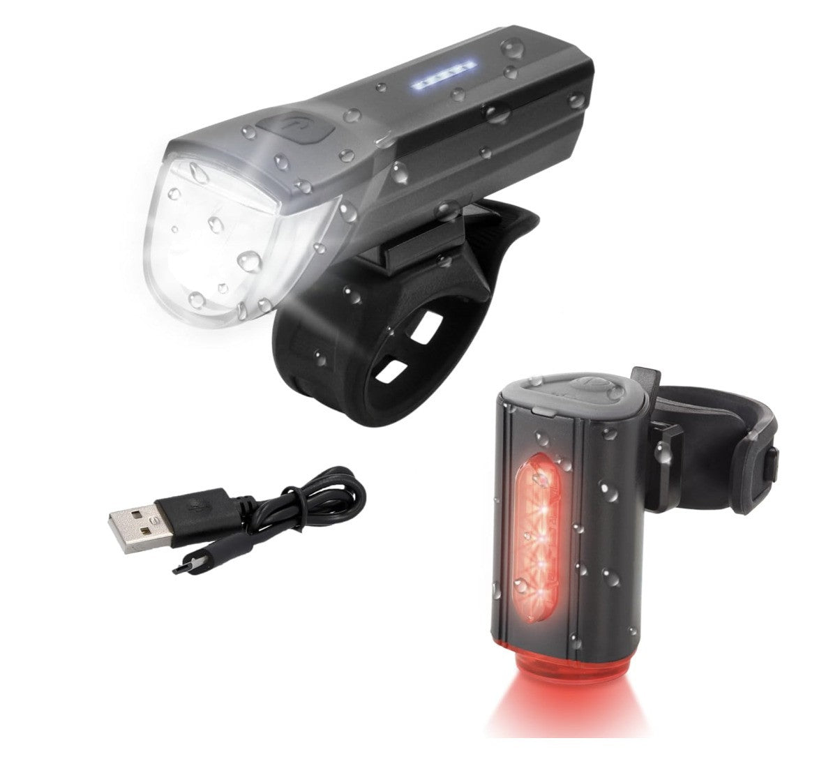 FISCHER – TWIN Fahrradlicht Set, Akku LED 30/15 Lux, USB, StVZO, IP44, 360°