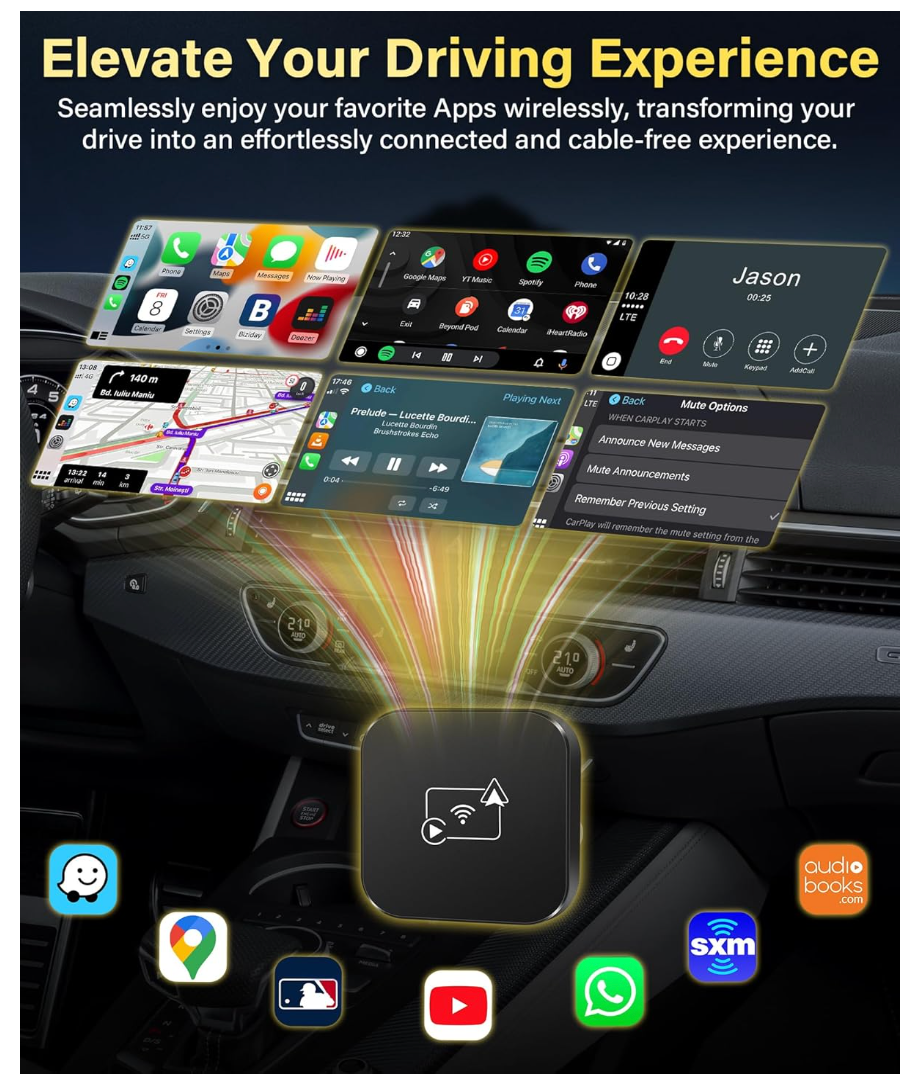 2-in-1 Wireless Adapter CarPlay Android Auto 5GHz Plug & Play Schnellübertragung