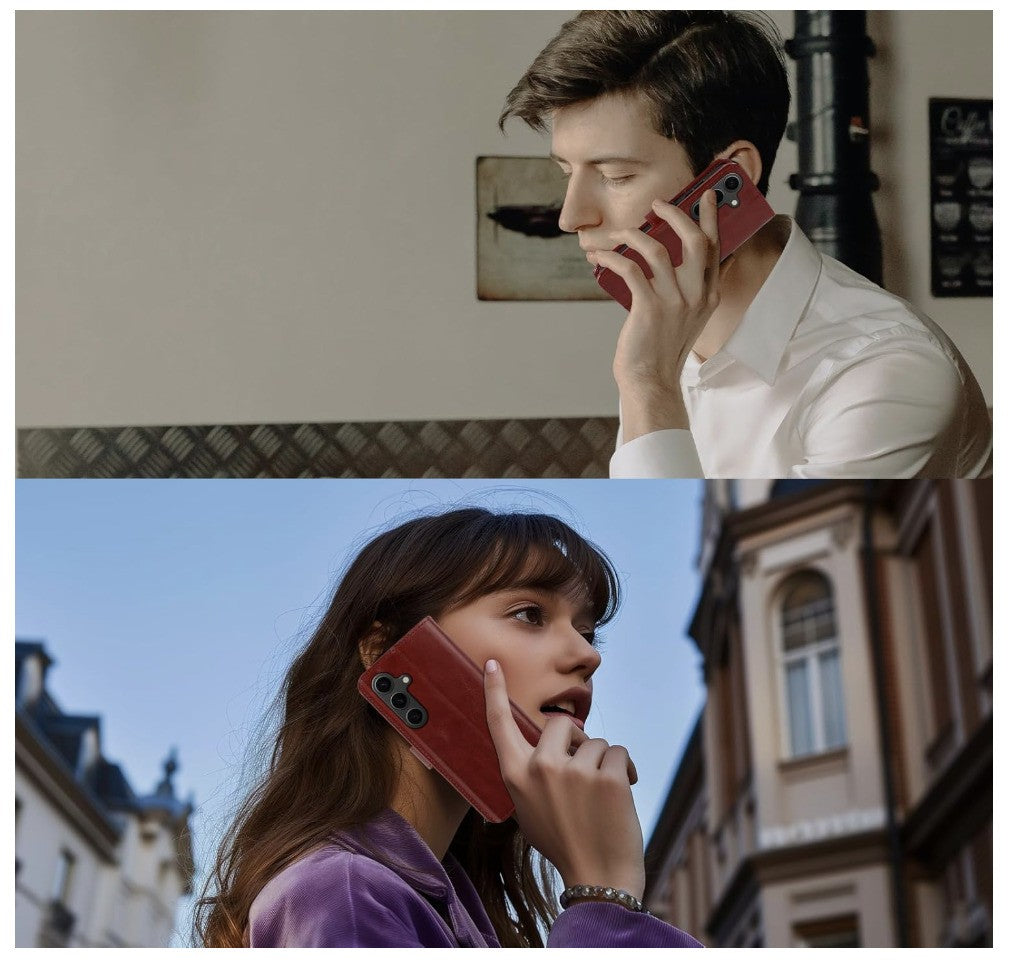 MONASAY– Galaxy S24 Hülle Leder, Flip Case, Kartenfach, Magnet*OHNE SCHUTZFOLIE*