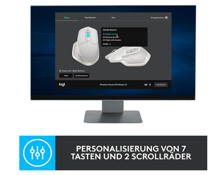 Logitech MX Master 2S Bluetooth Maus Kabellos Ergonomisch PC Mac Graphit