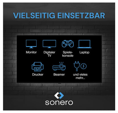 Sonerz – Euro-Cavo 3m Stromkabel weiß, Netzstecker auf IEC C13, Haushaltsgeräte