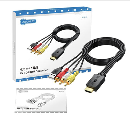AUTOUTLET – AV zu HDMI Konverter, 1080P Adapter, CVBS Composite auf HDMI, 16:9